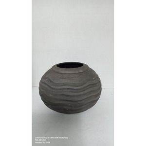 Signed Art Pottery Vase Textured Wavy Design Decorative‎ Home Decor